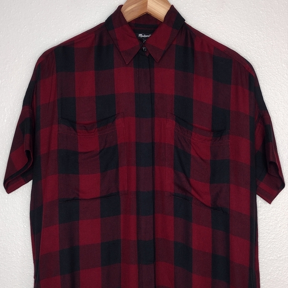 Madewell Women's Plaid Button Down Short Sleeve Shirt Dress Size XS - Picture 3 of 12